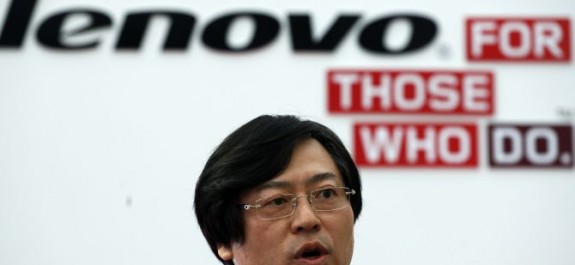 Lenovo CEO Yang attends a news conference in Sao Paulo