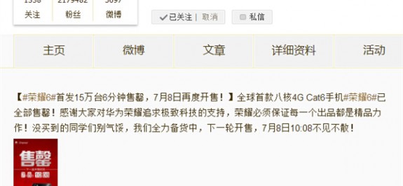 Huawei Honor 6 Soldout