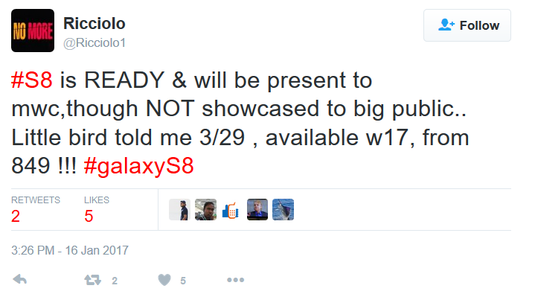 Galaxy S8 Launch date