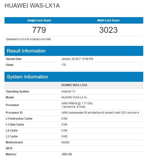 Huawei P10 Lite Geekbench