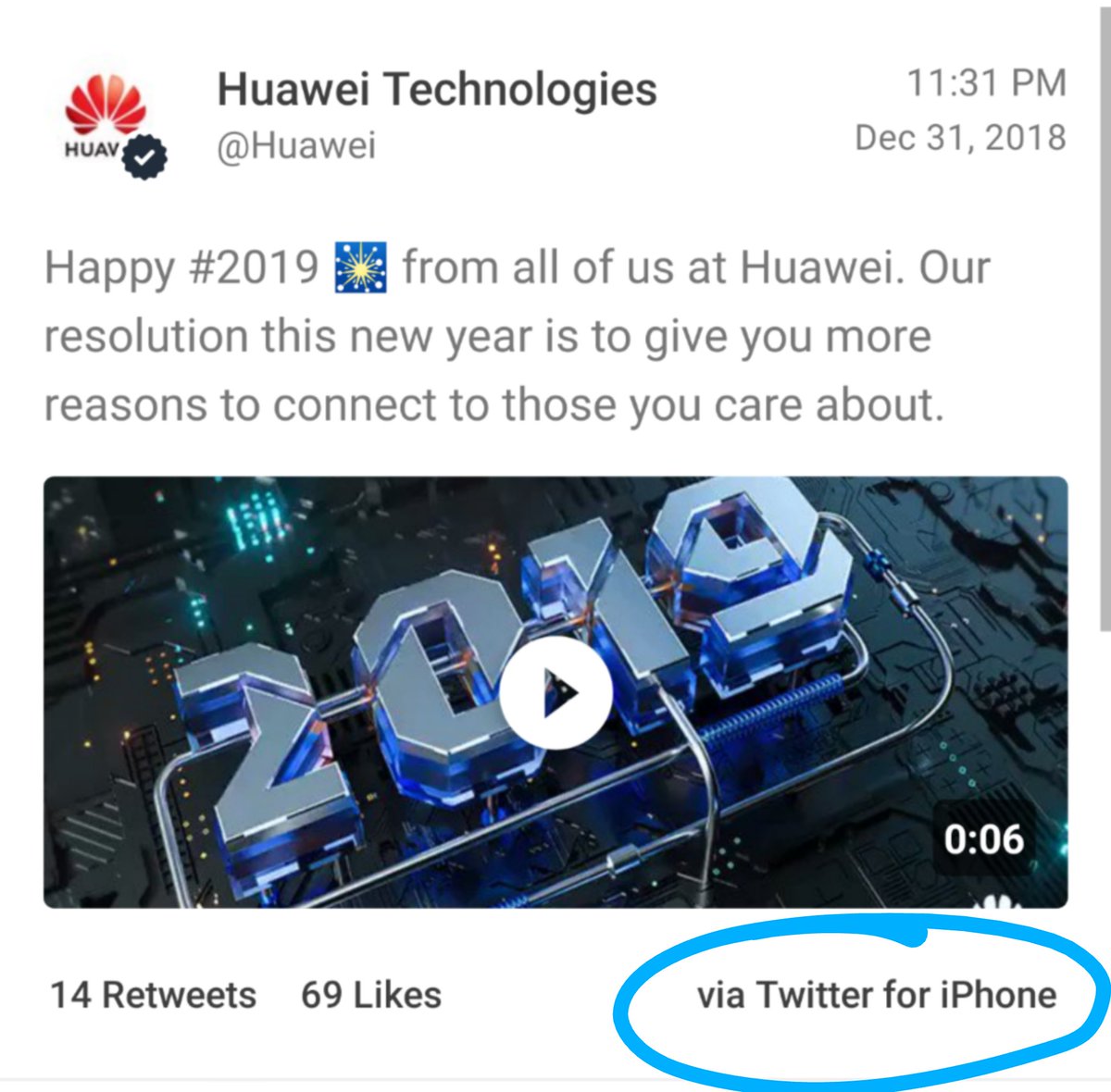 tweeted,crippling huawei punishes employee that tweeted new year greetings with an
