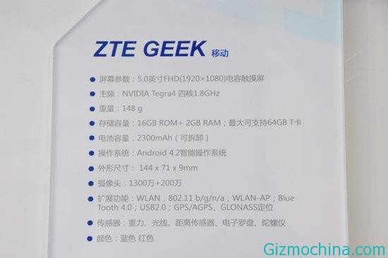 The new ZTE Geek come with Tegra 4 processor - Gizmochina