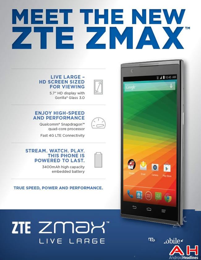 ZTE launches ZTE MAX; has a 5.7-inch HD screen and costs 252 USD