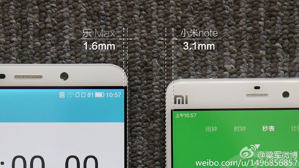 xiaomi mi note vs LeTV Max bezels