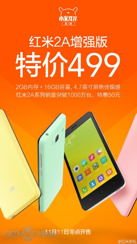 Enhanced Redmi 2A Version With 2GB RAM Priced Down To $78