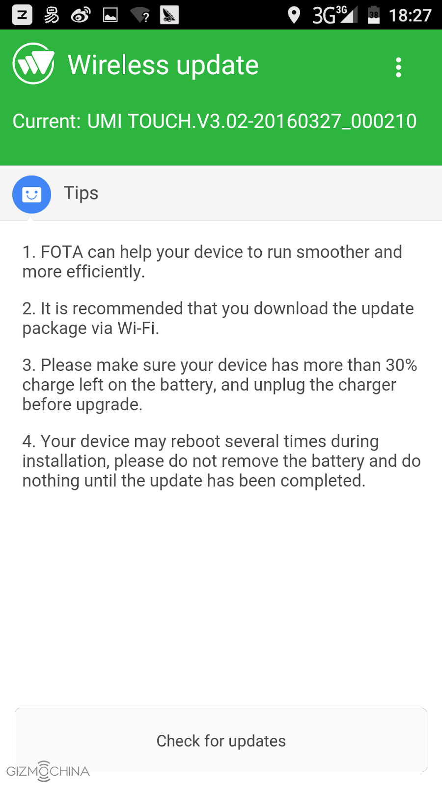 umi touch second ota update