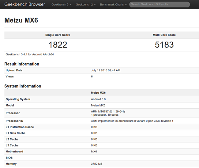 Geekbench MX6