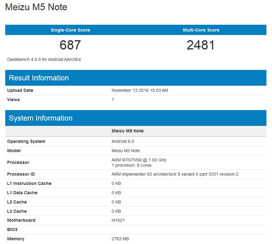 meizu m5 note geekbench