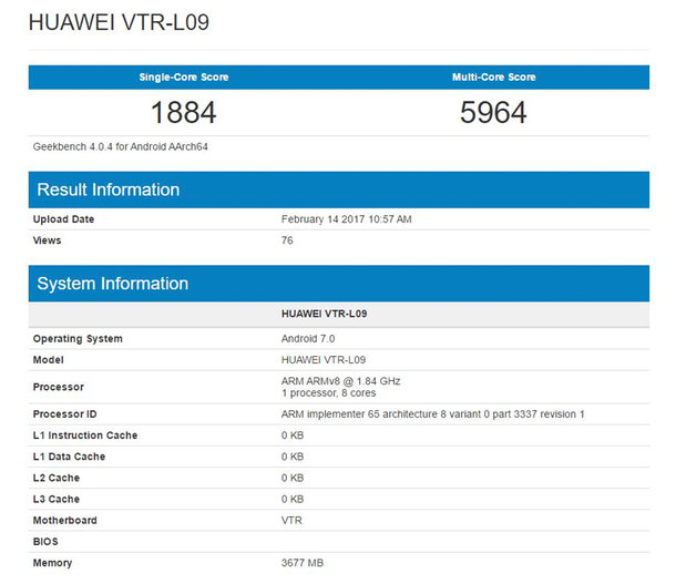 huawei p10 geekbench