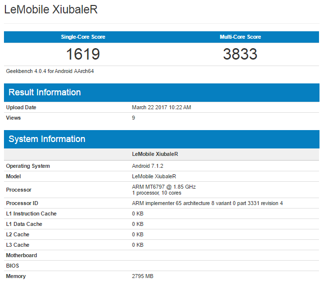 LeEco-XiubaleR-Geekbench