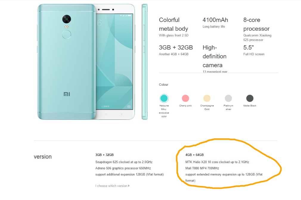 Redmi Note 4X High-End Version