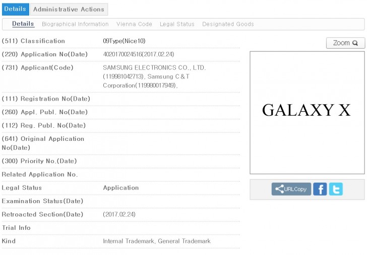 Samsung Galaxy X trademarked