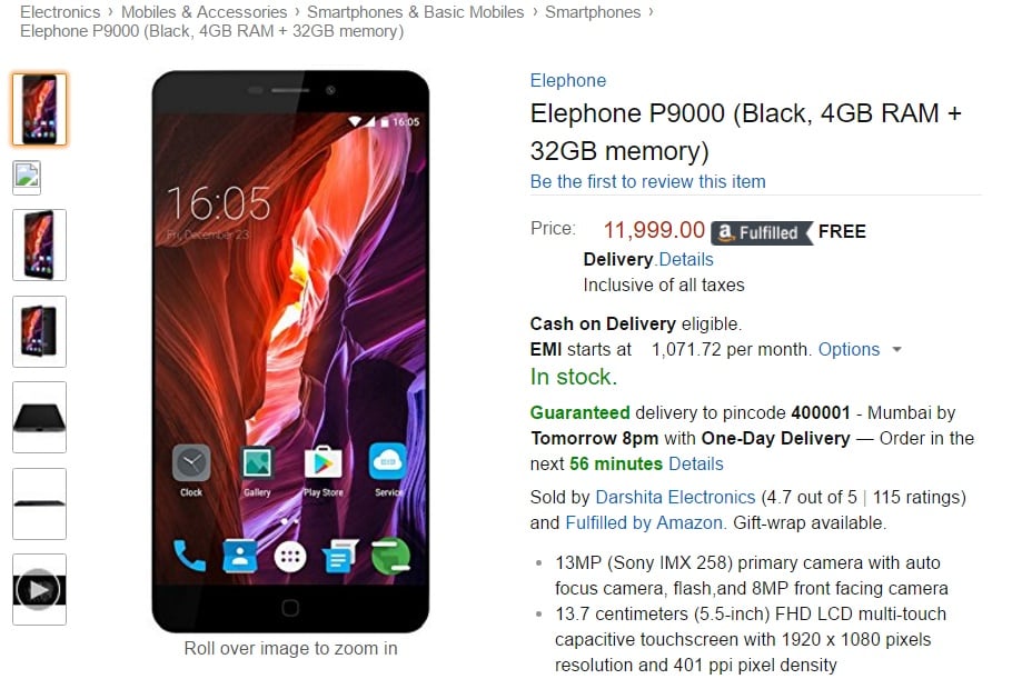 Elephone P9000 Amazon India