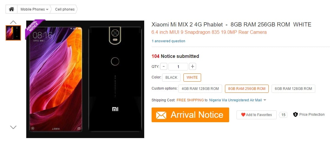 Xiaomi Mi MIX 2 Gearbest