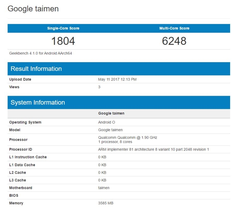 Google Taimen Geekbench