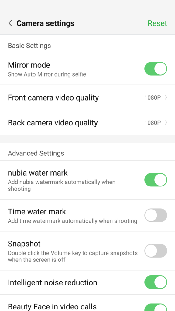 Nubia Z17 camera settings Nubia Z17 camera settings