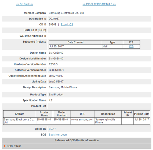 Galaxy X Bluetooth SIG