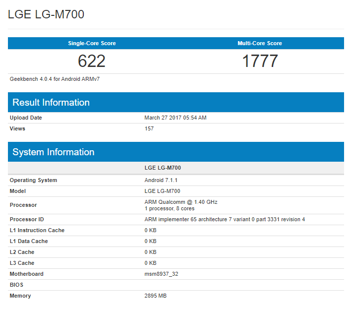 LG Q6 Geekbench