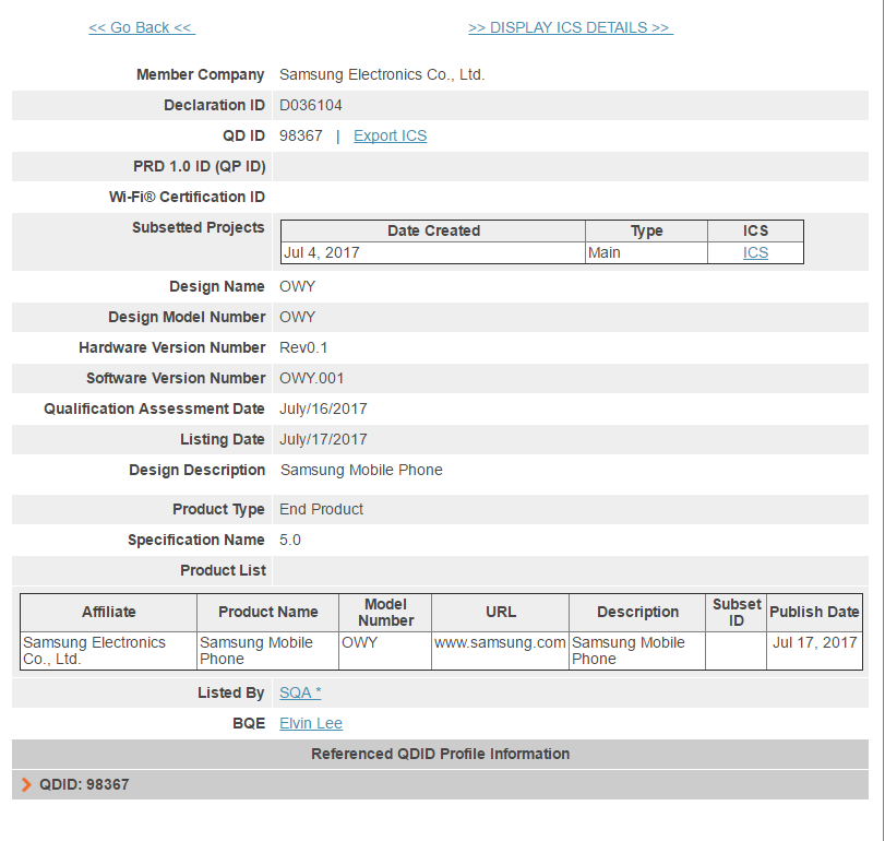 Samsung OWY Bluetooth 5