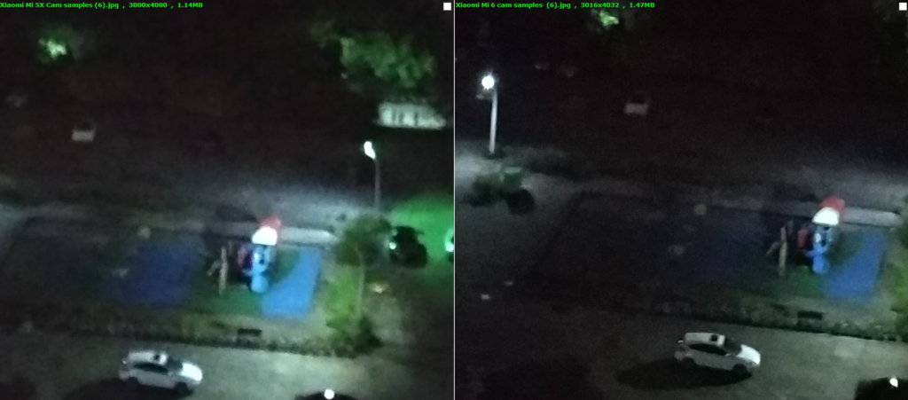 Mi 5X vs Mi 6 night car zoomed