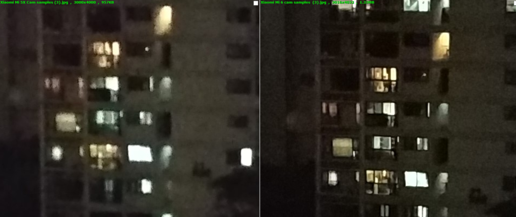 Mi 5x vs Mi 6 building at night zoomed