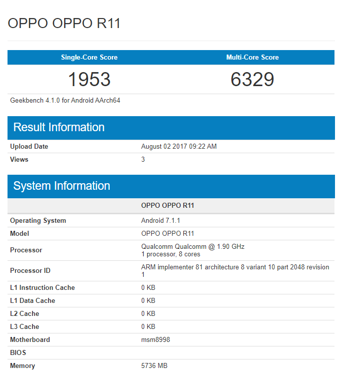 OPPO R11 Snapdragon 835