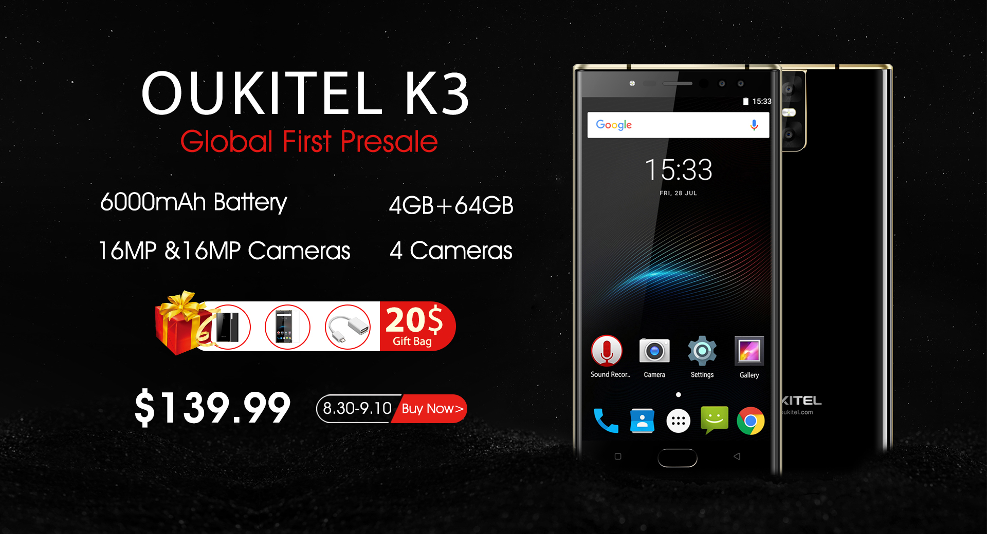 OUKITEL K3 presale