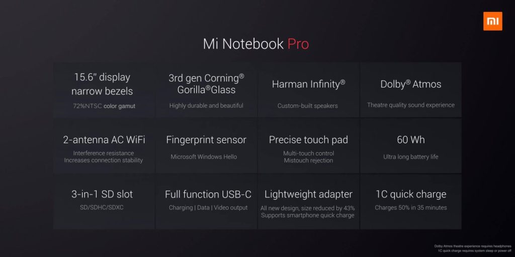 xiaomi mi notebook pro 2017