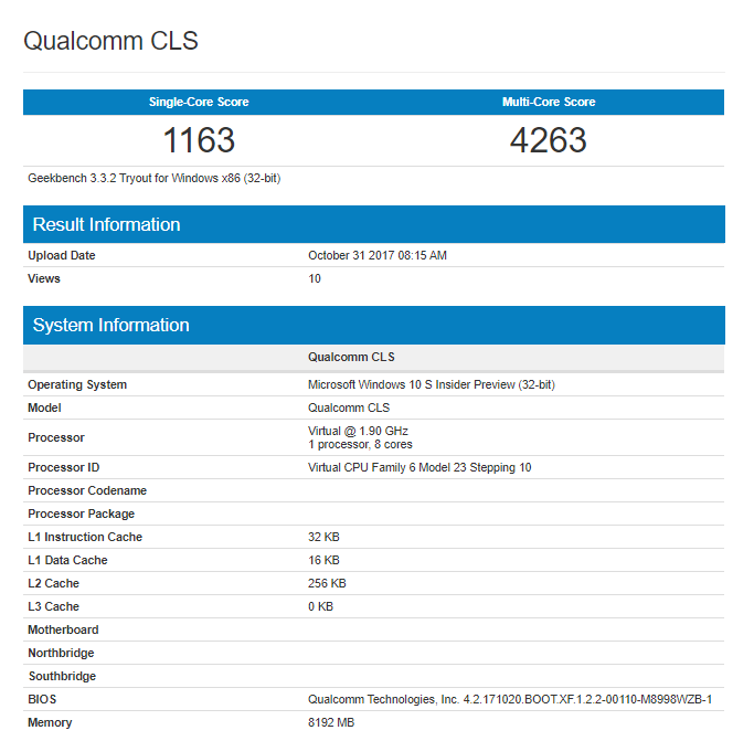 Qualcomm CLS Windows 10 S Notebook