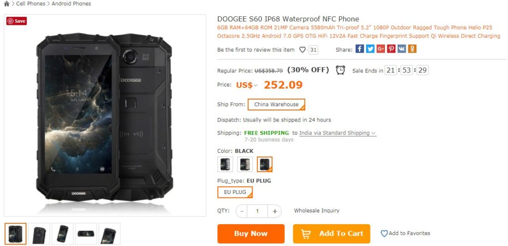 Get 30% Off The DOOGEE IP68 S60 Waterproof NFC Phone On Cafago - Gizmochina