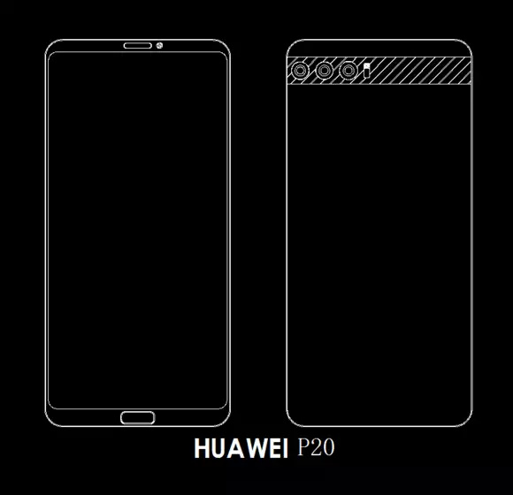 Trio of Huawei P20 schematics show three different models with triple cameras