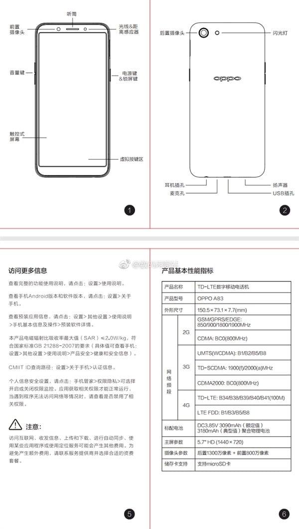 OPPO A83 user manual 