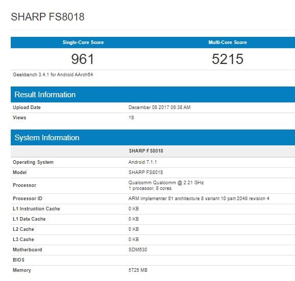 Sharp FS8018 Geekbench