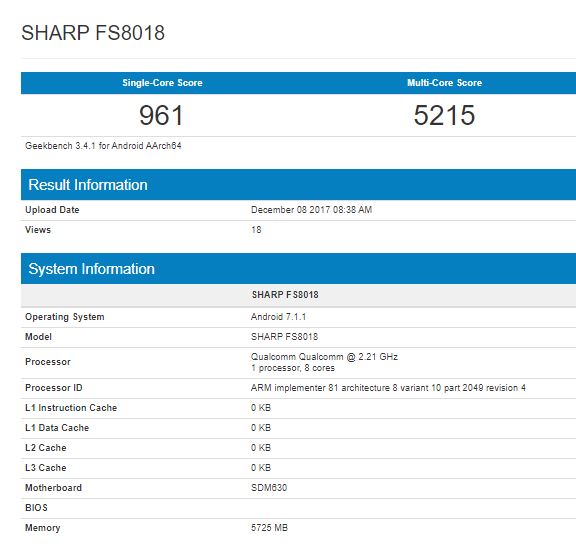 Sharp FS8018 Geekbench