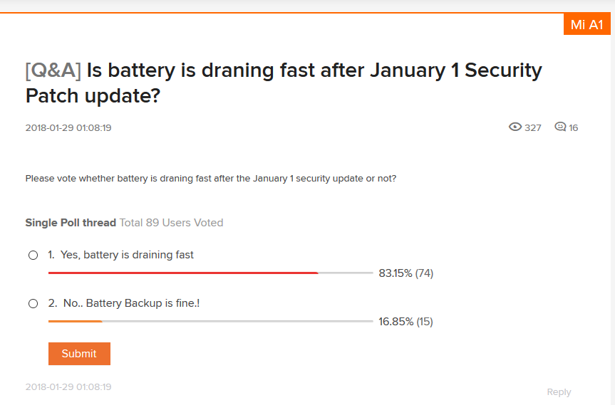 Mi A1 battery drain poll