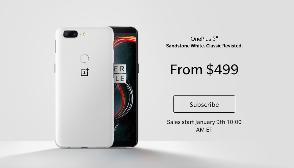 OnePlus 5T Sandstone White official 2