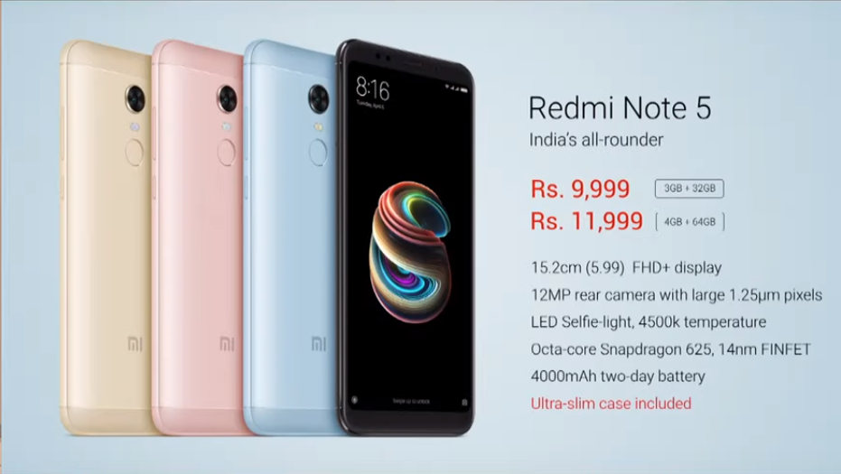 Redmi Note 5 Price Tag