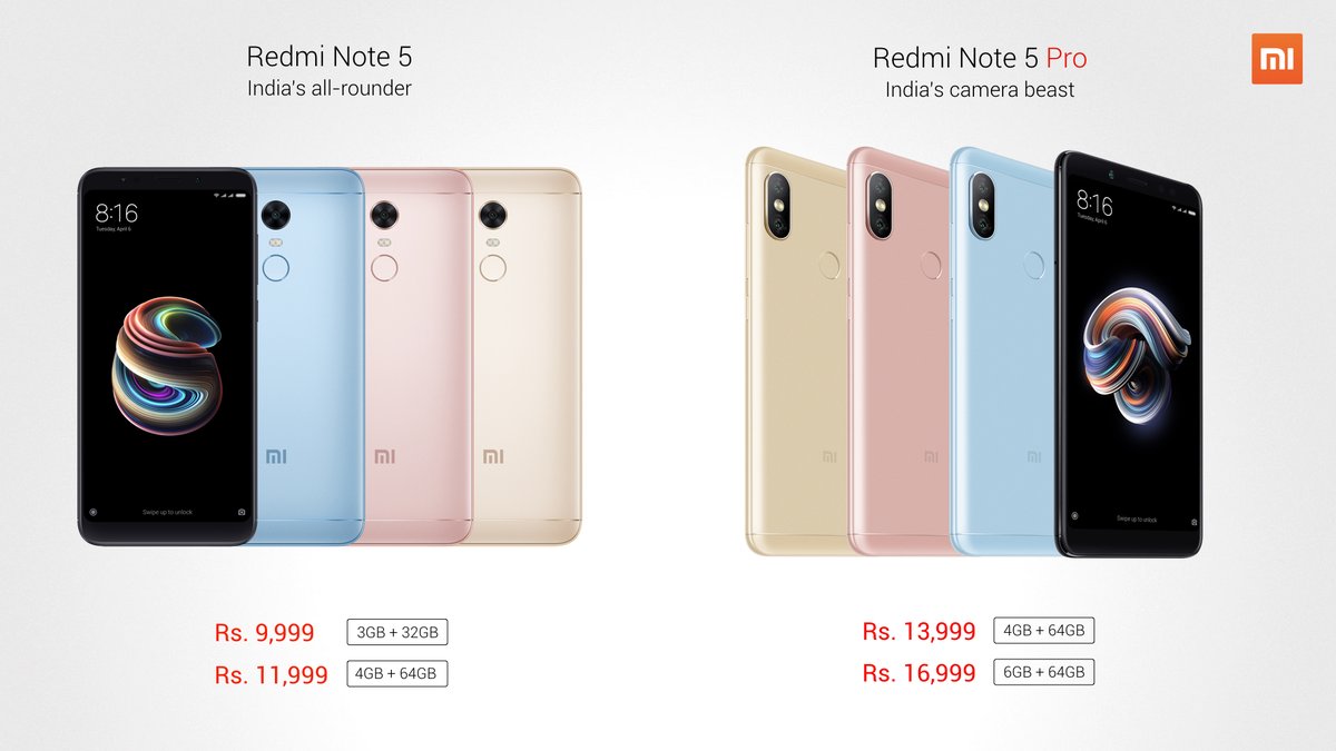 Redmi Note 5, Redmi Note 5 Pro Pricing
