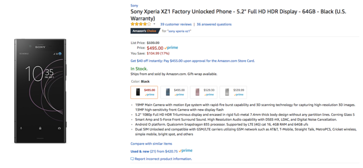 Sony Xperia XZ1