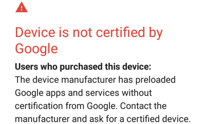Google Error Message