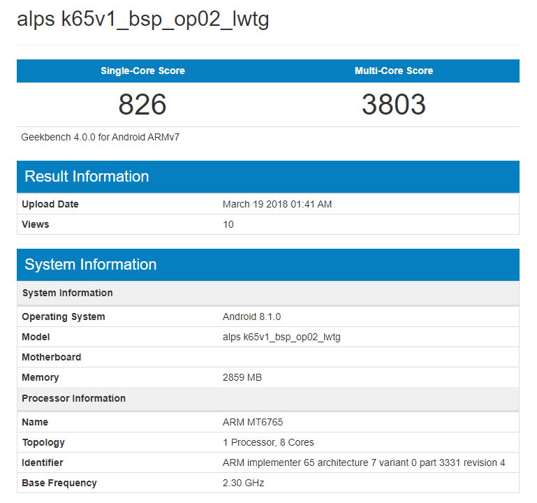 MT6765 test device