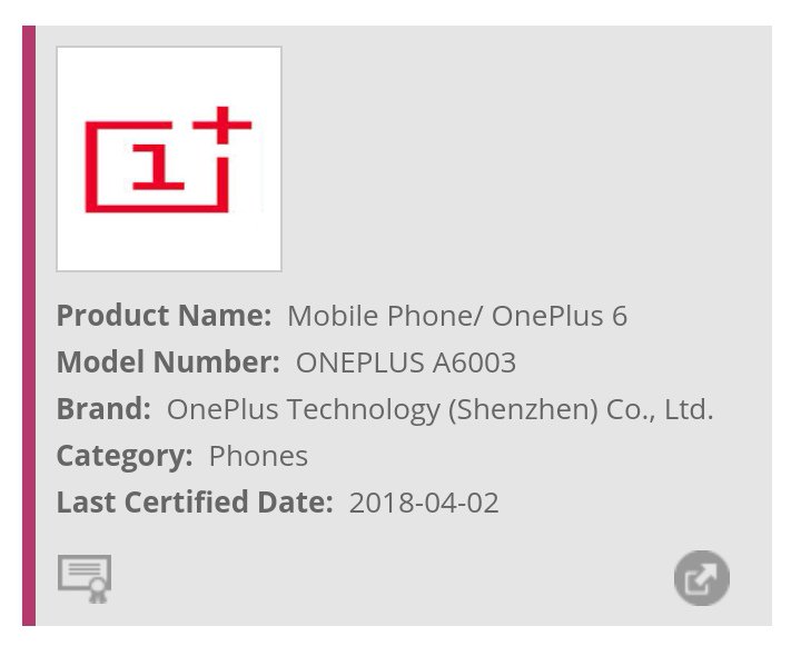 OnePlus 6 WiFi Certification