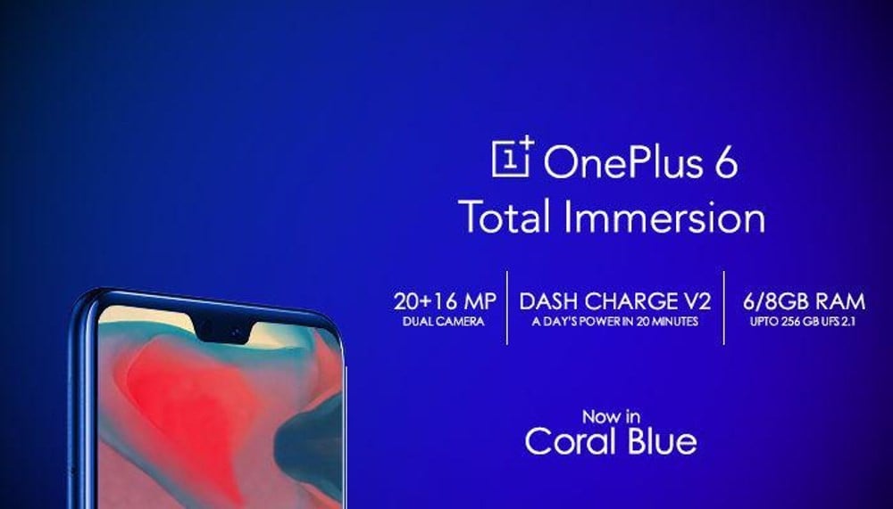 OnePlus 6 Coral Blue Color Variant