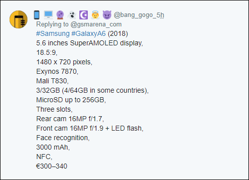 Samsung Galaxy A6 2018 price