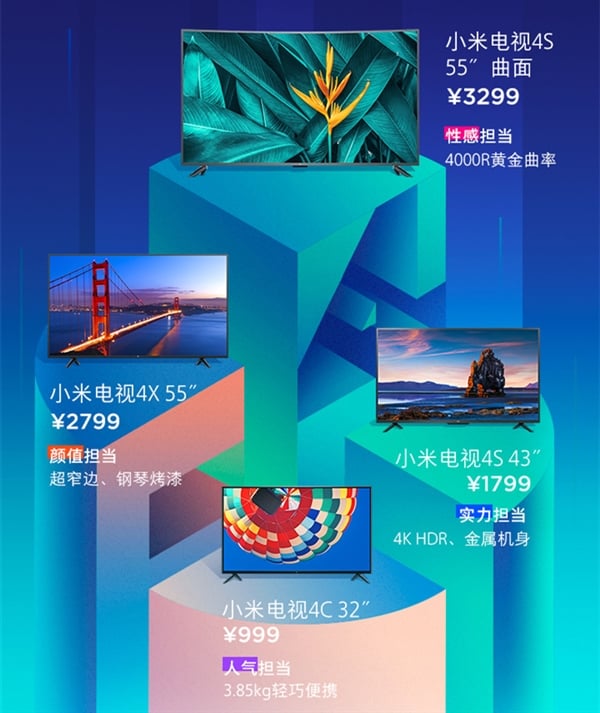 Xiaoim Mi TV 4X, 4S and 4C Launched