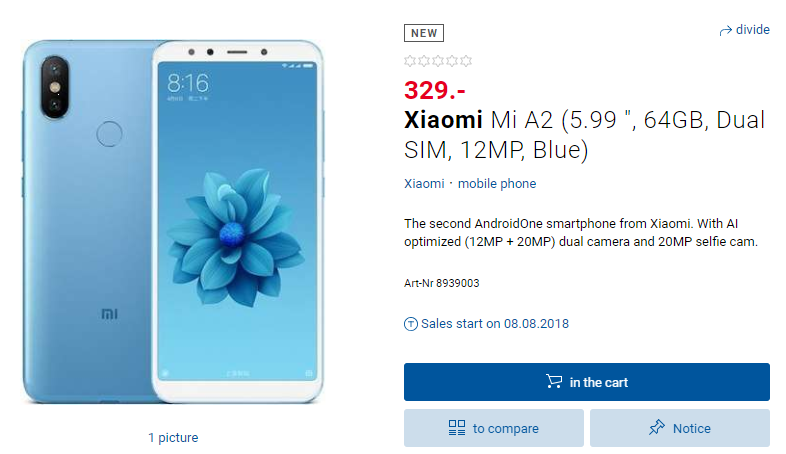 Xiaomi Mi A2 Digitec