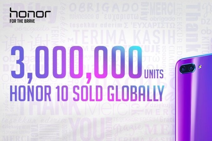 Honor 10 3 million unit sales
