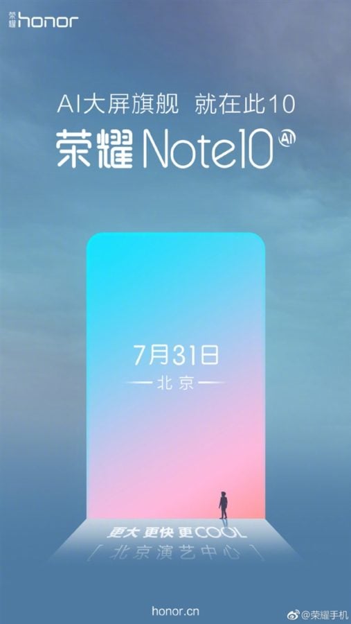 Honor Note 10 July 31 Launch Date