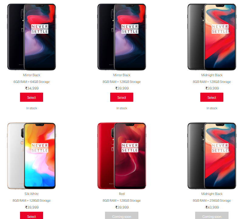 OnePlus 6 Red Listing