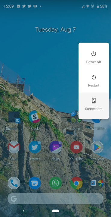 Android Pie screenshot button